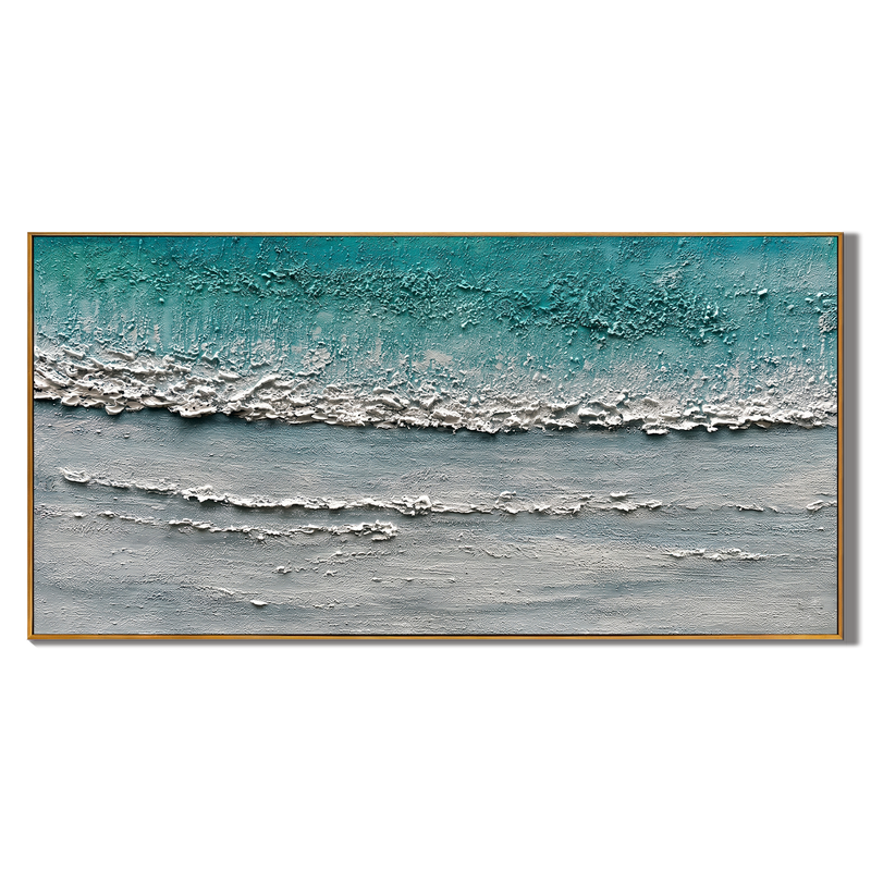 Azure Realm – Wabi sabi style turquoise thickly applied  texture painting | Modern minimalist living room art