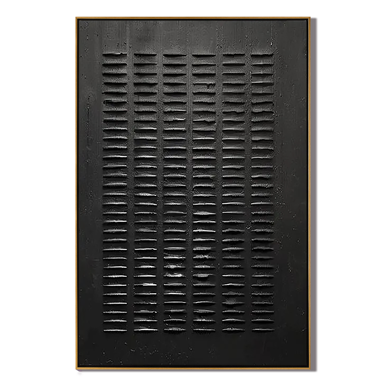 ONYX MATRIX: Wabi-Sabi Wall Art, Hand-Painted Minimalist All-Black Plaster Effect 3D Heavy Texture Studio Art