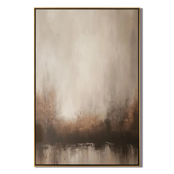 Misty Zen – Hand-Painted Minimalist Neutral Earth Tone Wabi-Sabi Painting | Japandi Organic Wabi-Sabi Living Room & Hallway Art