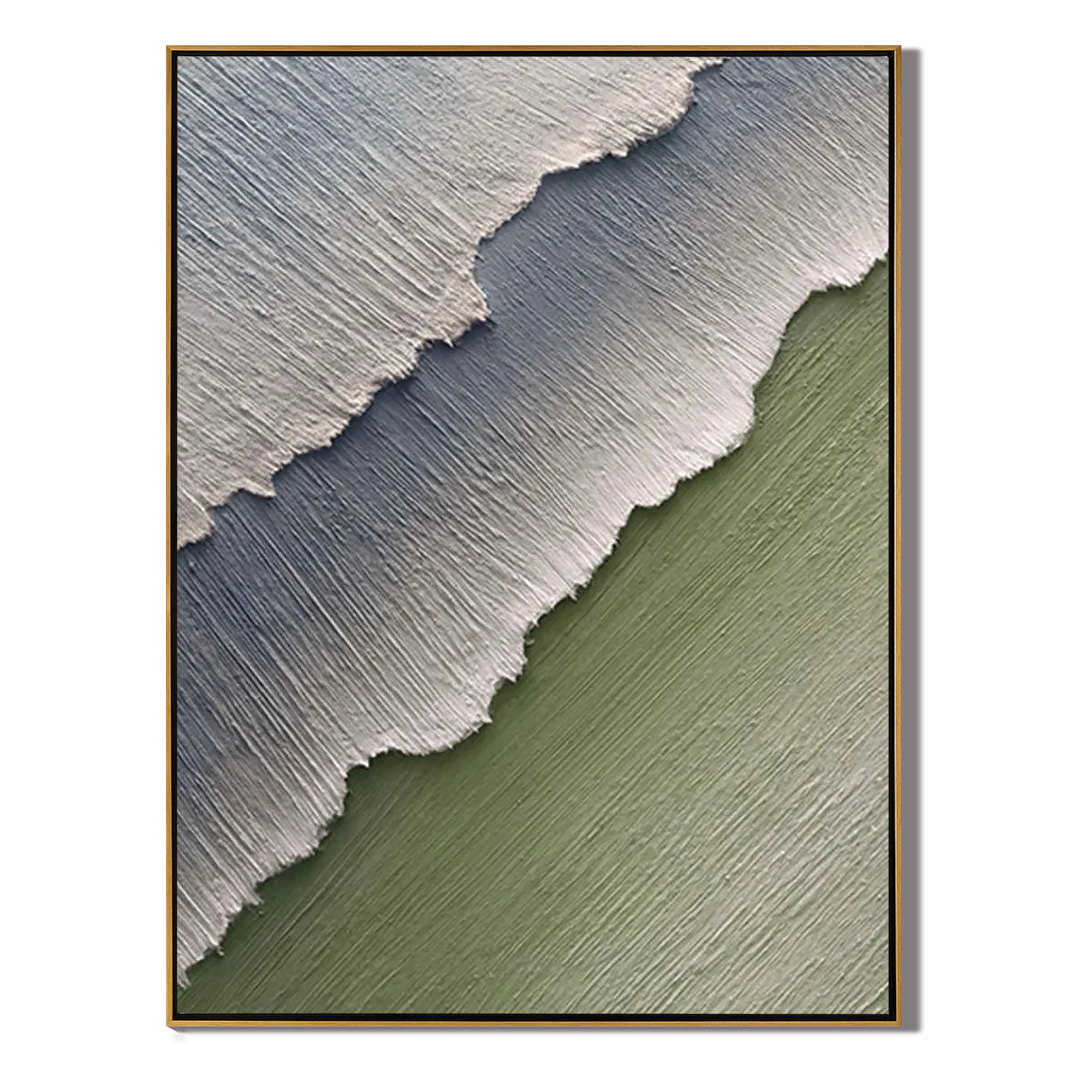 MINT STRATA: Abstract Landscape Wall Art, Minimalist Sage Green Plaster Effect Layered Textured Studio Art