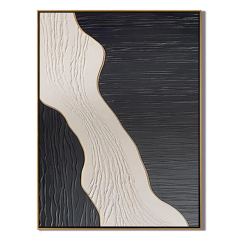 Monochrome Pulse – Heavy Impasto Black & White Sculptural Wabi-Sabi Painting | Modern Noir Wabi-Sabi Living Room & Home Office Art