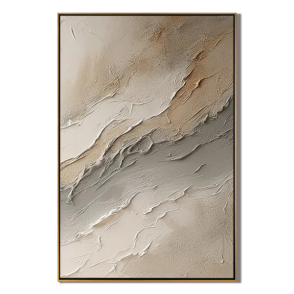 Earthen Rhythm – Hand-Painted Neutral Beige Plaster Effect Layered Texture Painting | Japandi Organic Wabi-Sabi Living Room & Hallway Art