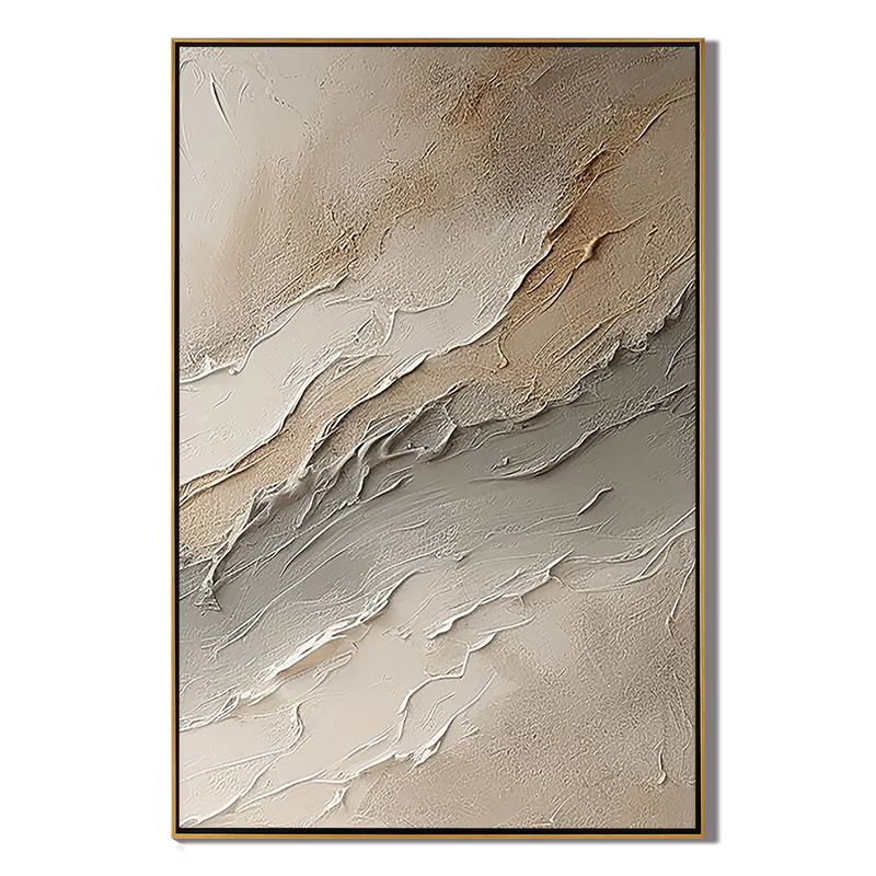 Earthen Rhythm – Hand-Painted Neutral Beige Plaster Effect Layered Texture Painting | Japandi Organic Wabi-Sabi Living Room & Hallway Art