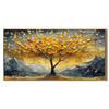 Summit of Gold – Modern Luxury Mountain Tree Oil Painting | Impasto Prosperity Living Room Art