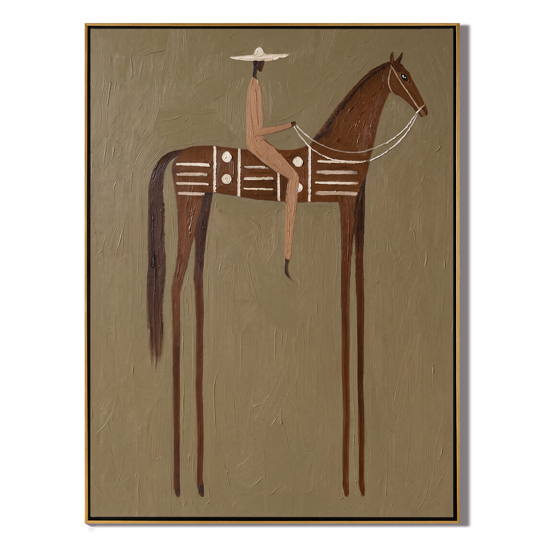 The Circle Blanket – Vintage Americana Native-Style Rider on Decorated Horse Painting | Folk Art Living Room Art
