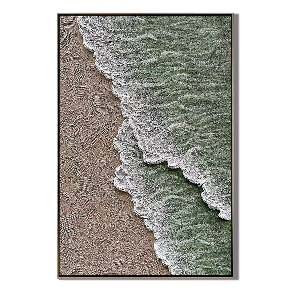 Ocean Ripples – Wabi-Sabi Sand and Wave Relief Texture Painting | Coastal Modern Living Room & Bedroom Art