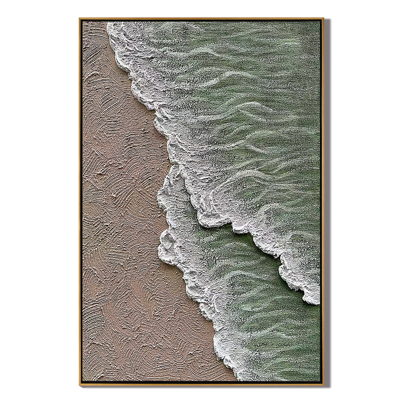 Ocean Ripples – Wabi-Sabi Sand and Wave Relief Texture Painting | Coastal Modern Living Room & Bedroom Art
