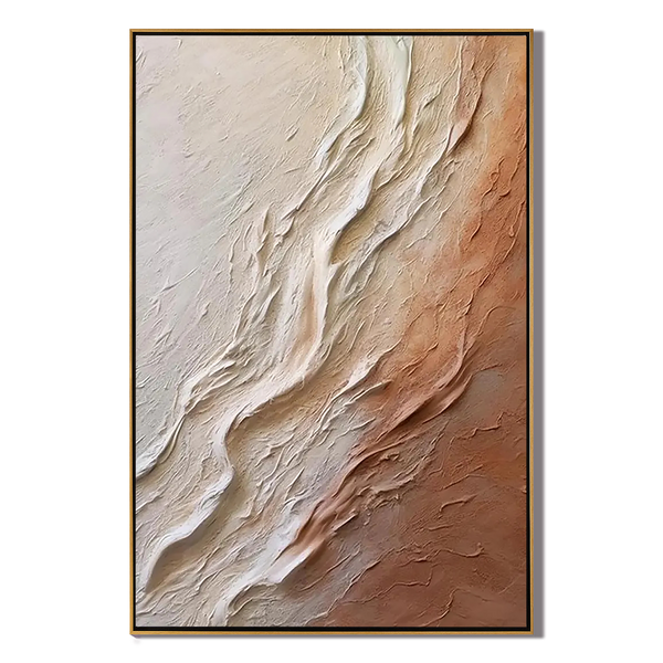 Earthen Flow – Terracotta & Sand Plaster Relief Abstract Painting | Japandi Organic Wabi-Sabi Living Room & Hallway Art