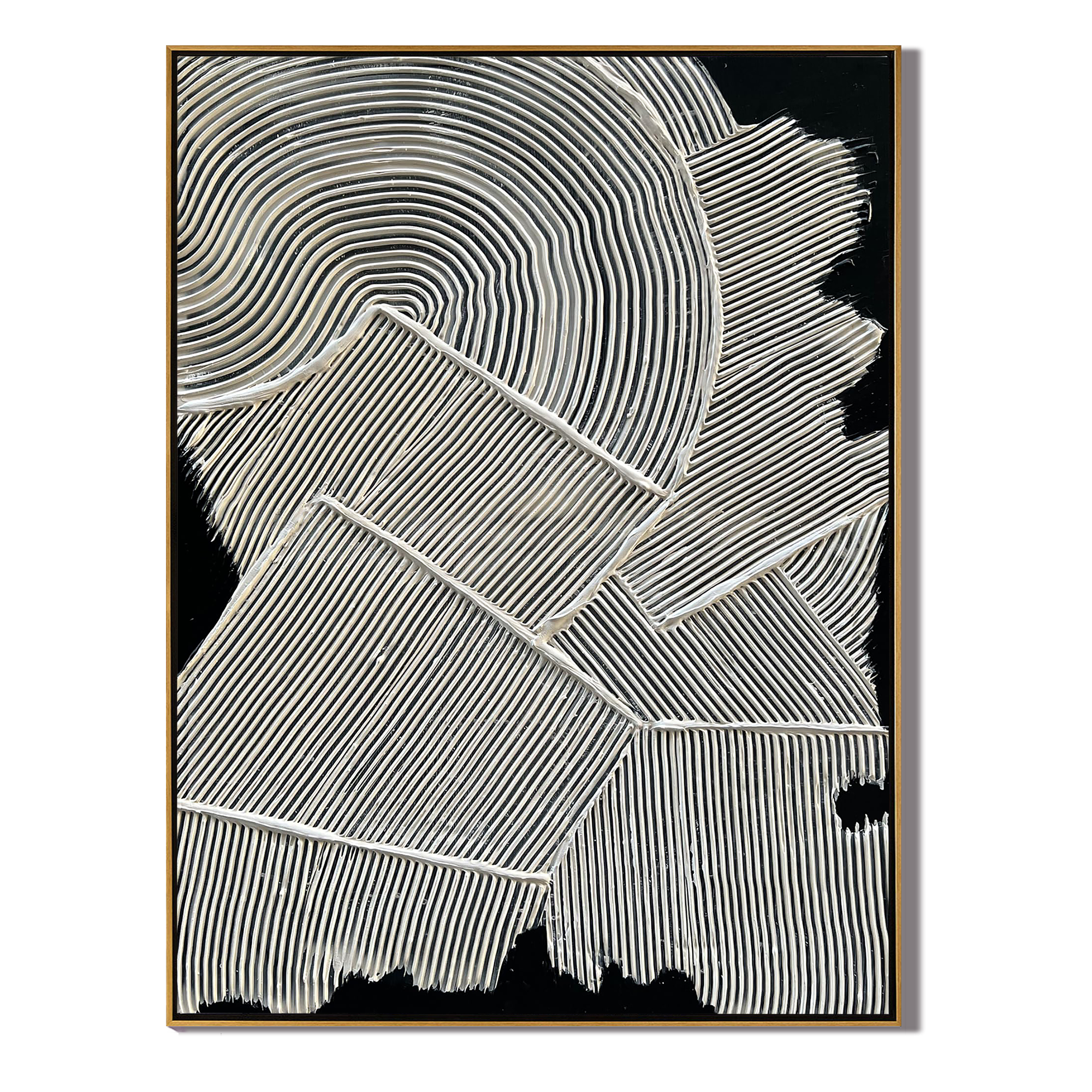 LINEAR ECHO: 3D Heavy Texture Linear Wall Art, Modern Geometric Plaster Relief