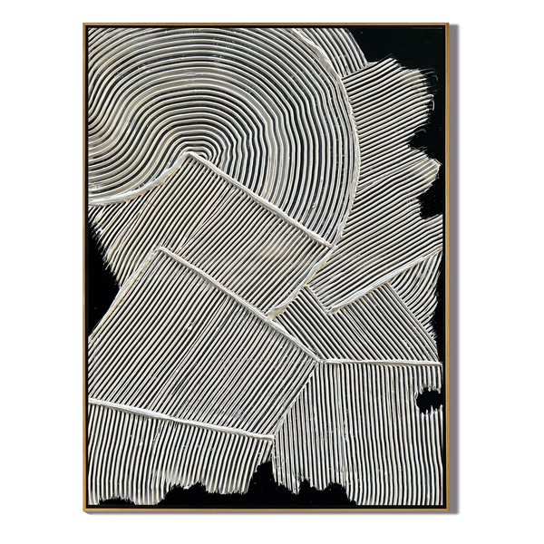 Linear Echo – Modern Geometric Plaster Relief Texture Painting | Modern Abstract Living Room & Office Art
