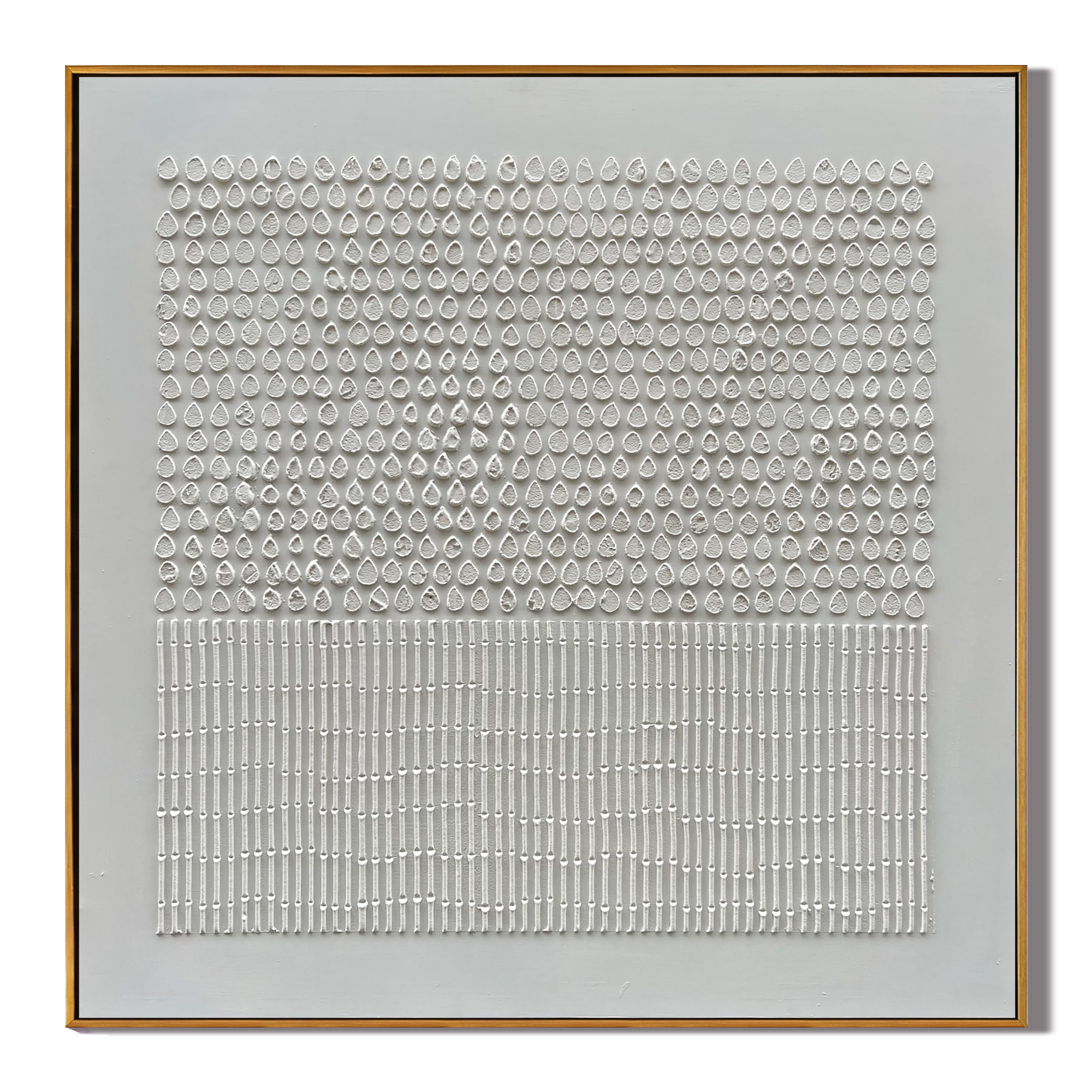 PURE LATTICE: Square 3D Heavy Texture Minimalist Wall Art, White Plaster Relief Grid