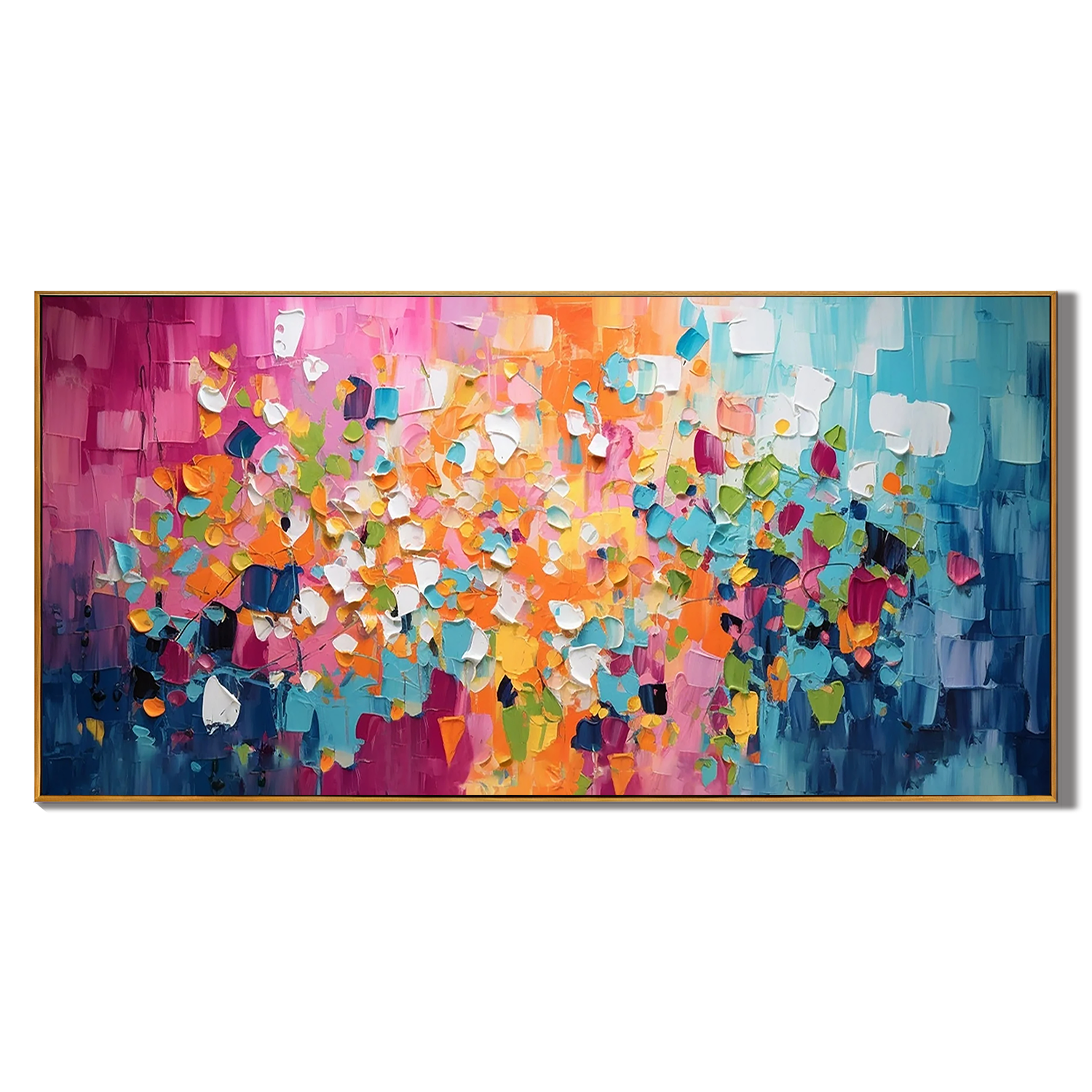 VIBRANT MOSAIC: Abstract Wall Art, Hand-Painted Multicolored Geometric Palette Knife 3D Impasto Heavy Texture Canvas Painting
