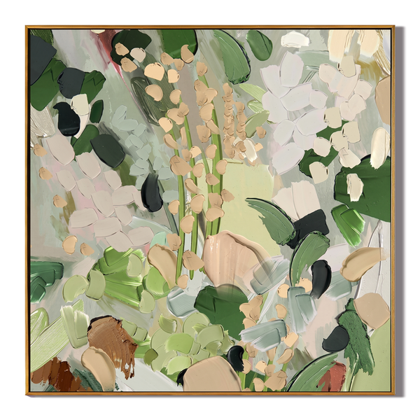 Woodland Serenity – Modern Wabi-Sabi Greenery Impasto Canvas | Minimalist  Abstract Entryway Art