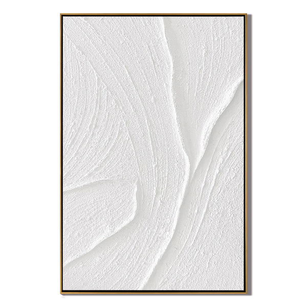 Silent Ridge – Modern Minimalist White Relief Texture Painting | Modern Minimalist Bedroom & Home Office Art