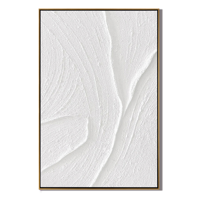 Silent Ridge – Modern Minimalist White Relief Texture Painting | Modern Minimalist Bedroom & Home Office Art