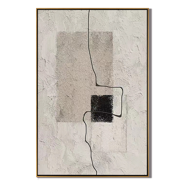 Urban Grid – Grey & Black Plaster Minimalist Painting | Modern Minimalist Bedroom & Home Office Art