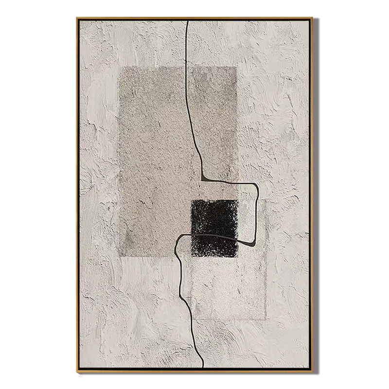 Urban Grid – Grey & Black Plaster Minimalist Painting | Modern Minimalist Bedroom & Home Office Art