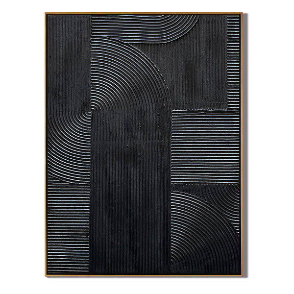 Onyx Matrix – Modern Linear Plaster Relief Texture Painting | Contemporary Plaster Texture Living Room & Office Art