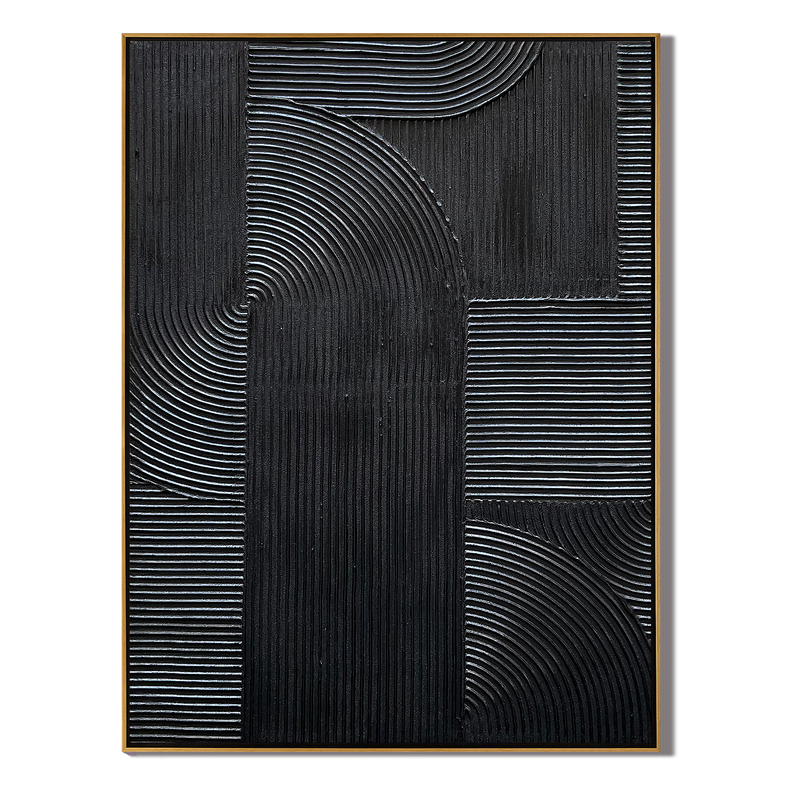 Onyx Matrix – Modern Linear Plaster Relief Texture Painting | Contemporary Plaster Texture Living Room & Office Art