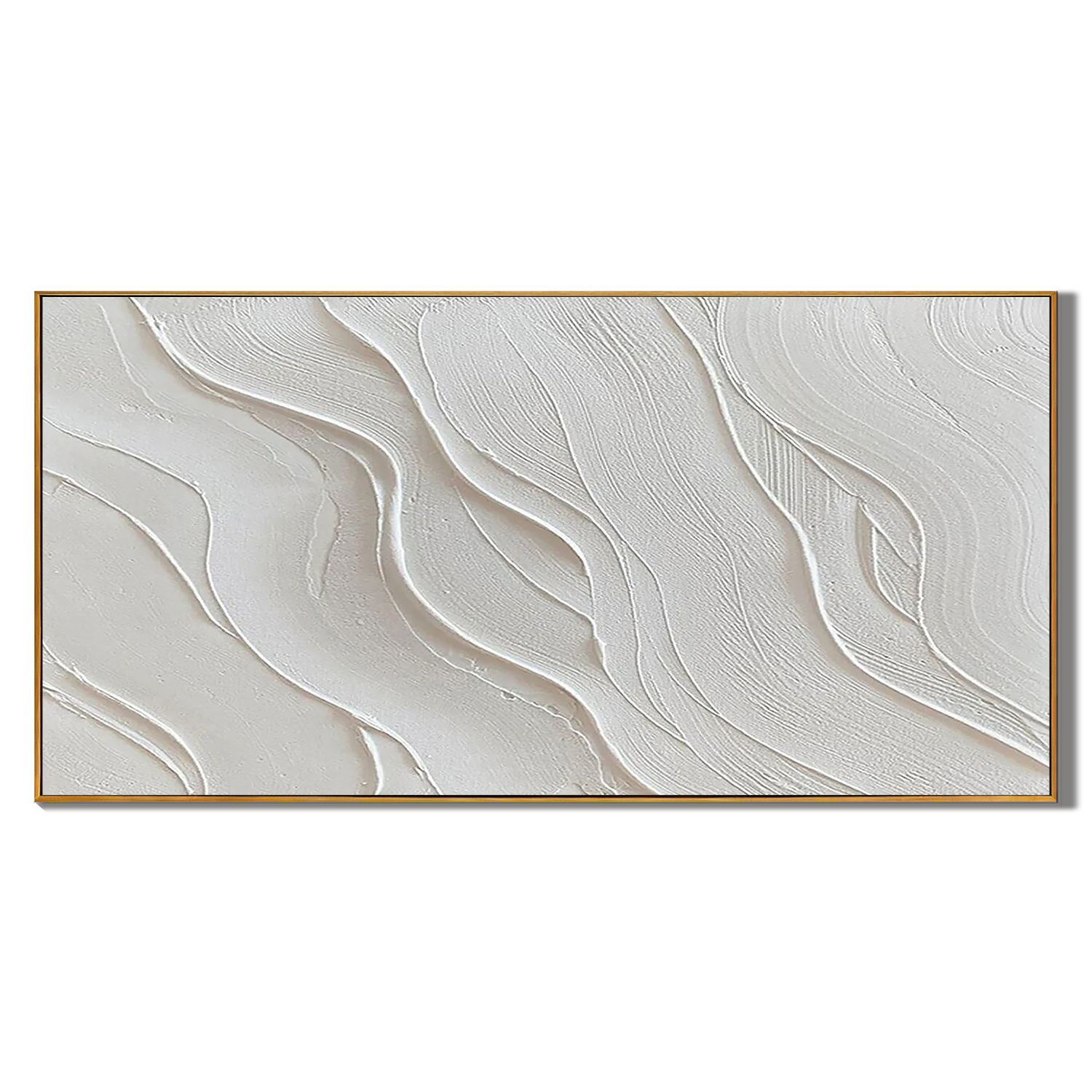 ZEN RIPPLE: Minimalist Wall Art, Hand-Painted Horizontal Neutral Beige Fluid Plaster Lines 3D Textured Gallery Art