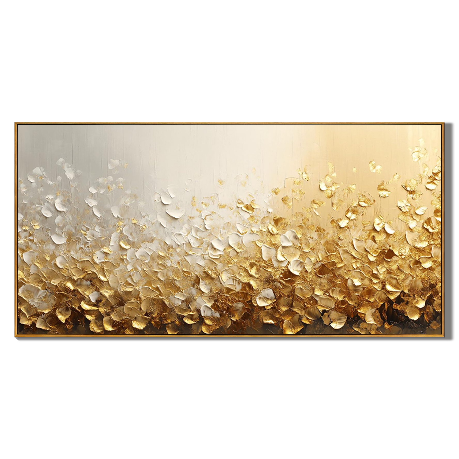 GOLDEN SPLENDOR: Texture Wall Art, Luxury Gold Foil Metallic Relief Hand-Painted Abstract Gallery Art
