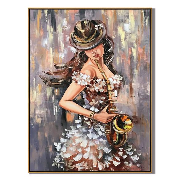 Jazz Rhythm – Palette Knife Portrait Oil Portrait Painting | Contemporary Expressionist Living Room & Office Art