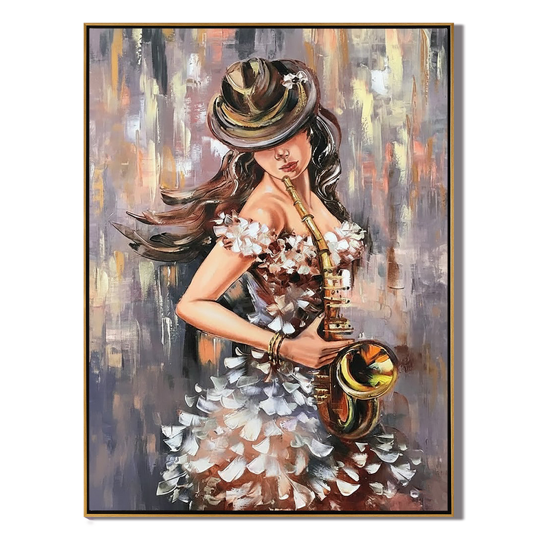 Jazz Rhythm – Palette Knife Portrait Oil Portrait Painting | Contemporary Expressionist Living Room & Office Art
