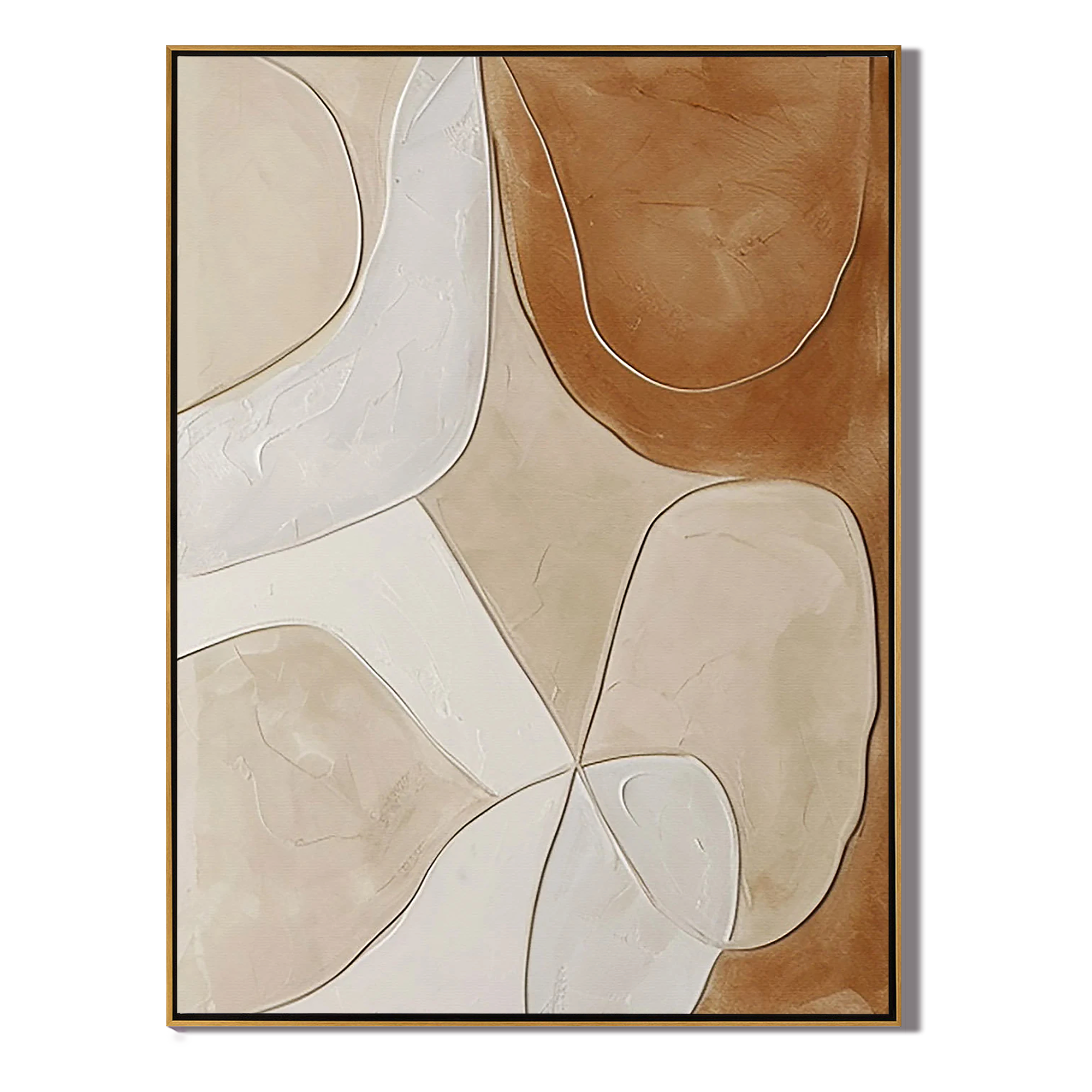EARTHEN CONTOUR: Abstract Wall Art, Hand-Painted Neutral Terracotta and Beige Minimalist 3D Textured Studio Art