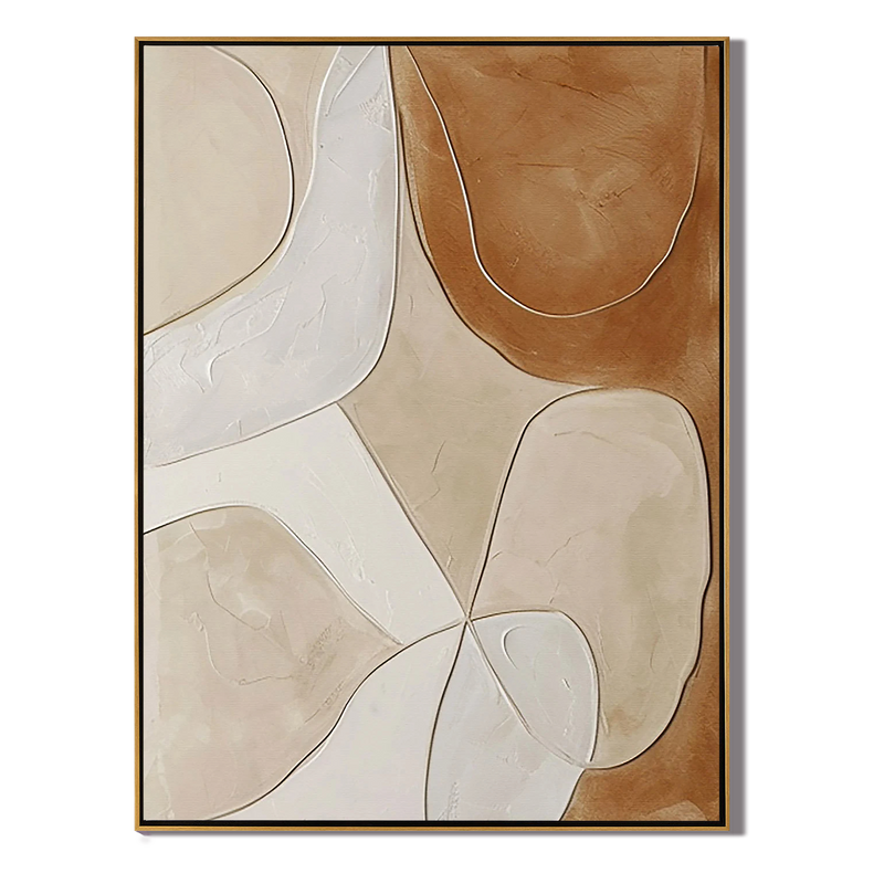 Earthen Contour – Hand-Painted Neutral Terracotta and Beige Minimalist Abstract Painting | Japandi Organic Wabi-Sabi Living Room & Hallway Art