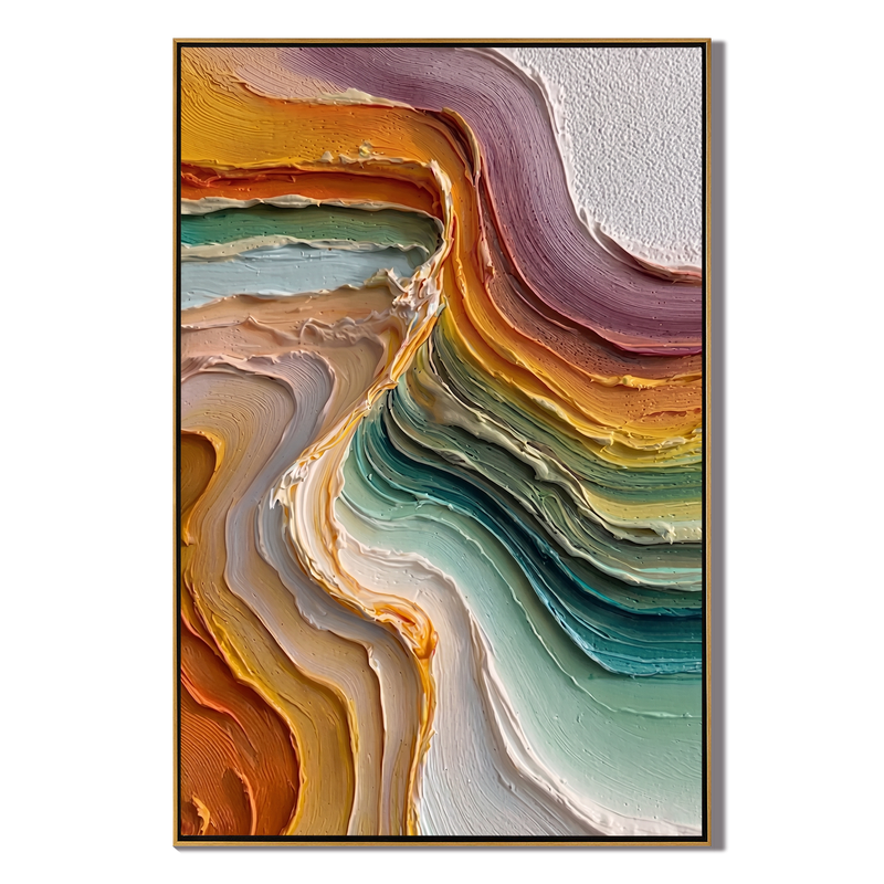 Luminous Veins – Wabi-sabi Heavy Impasto Abstract Painting | Contemporary Minimalist Living Room Art
