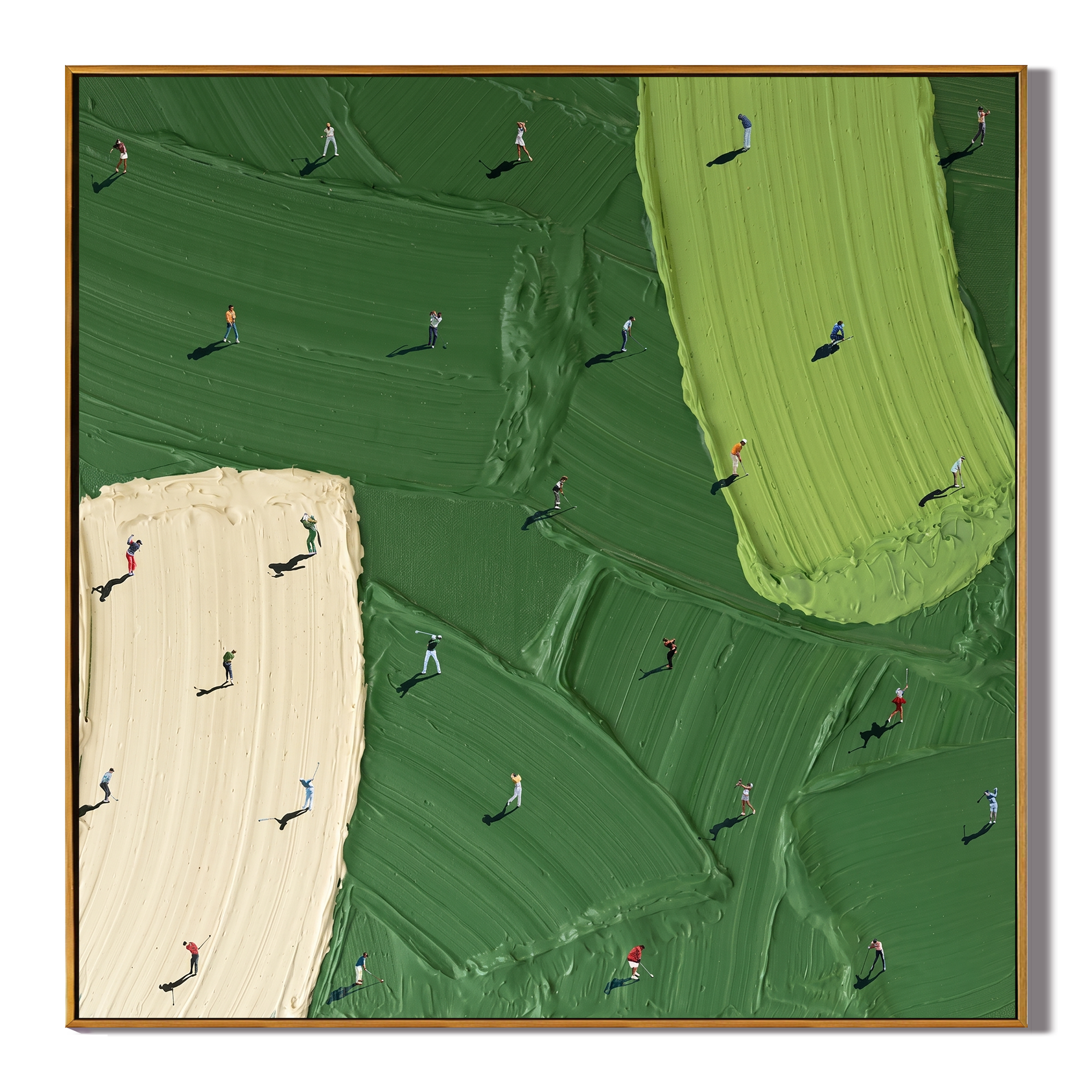 Micro Green - Modern Impasto Miniature Golf Course Canvas | Creative Office Wall Art