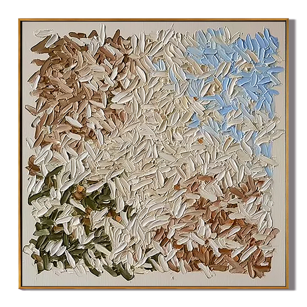 Vintage Mosaic – Earthy Tone Plaster Relief Abstract Painting | Modern Abstract Living Room & Office Art