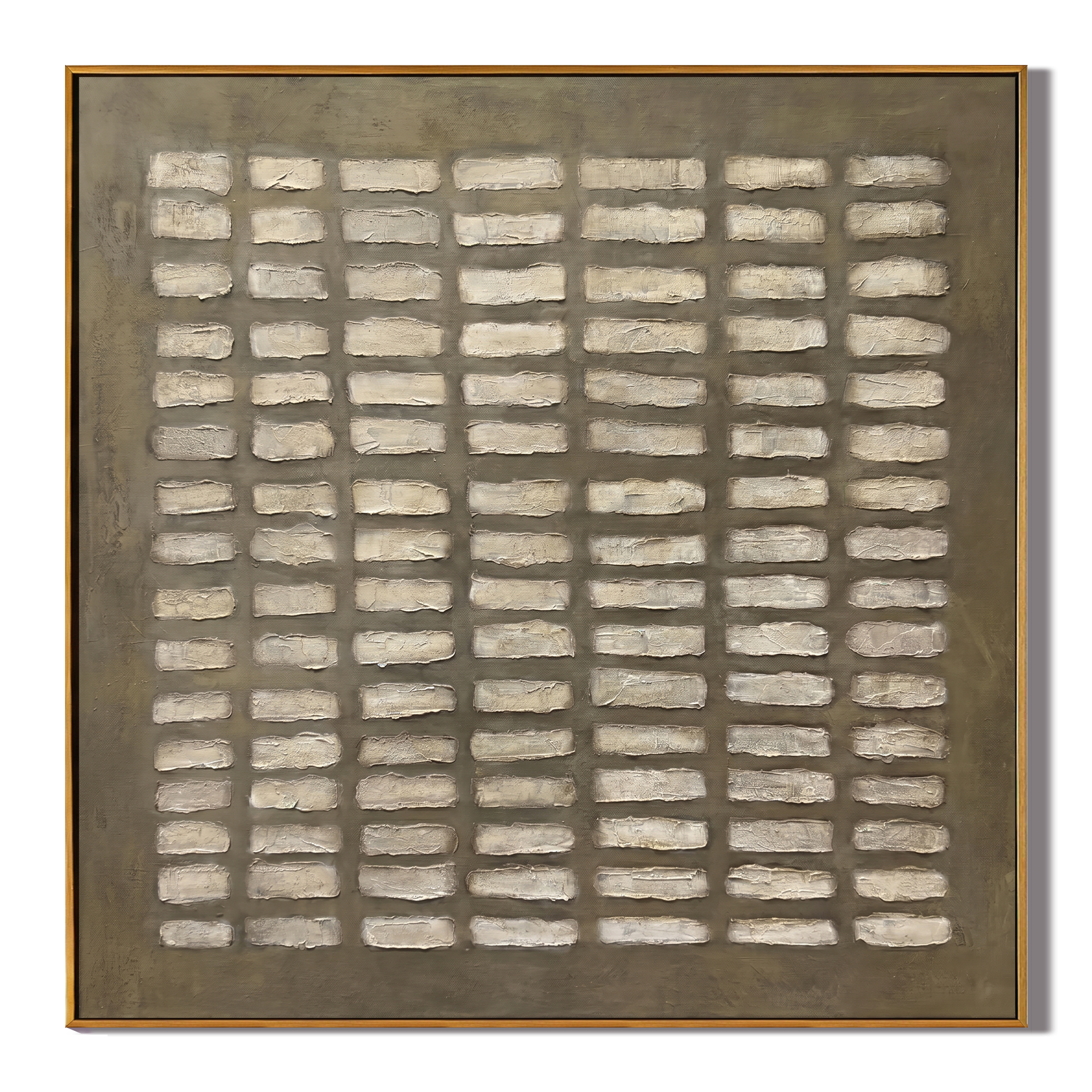 Time Matrix – Wabi-Sabi Style Earth-Tone Minimalist Texture Painting | Modern Abstract Geometric Entryway Art