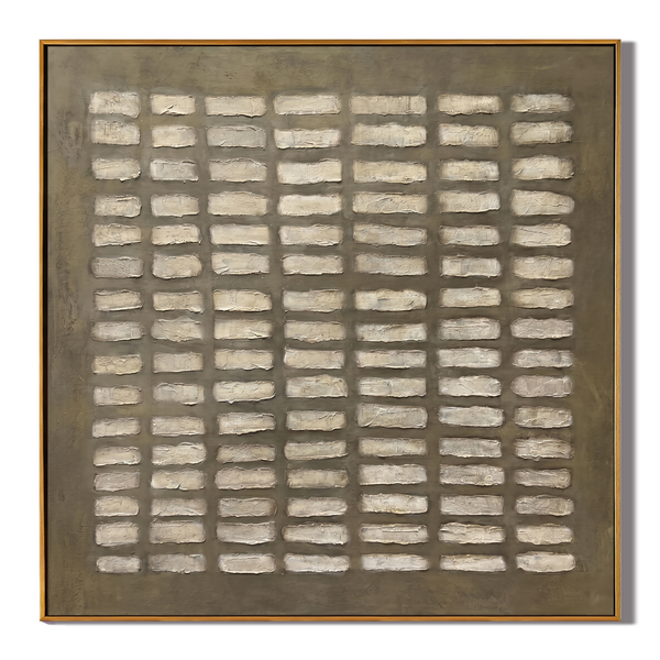 Time Matrix – Wabi-Sabi Style Earth-Tone Minimalist Texture Painting | Modern Abstract Geometric Entryway Art