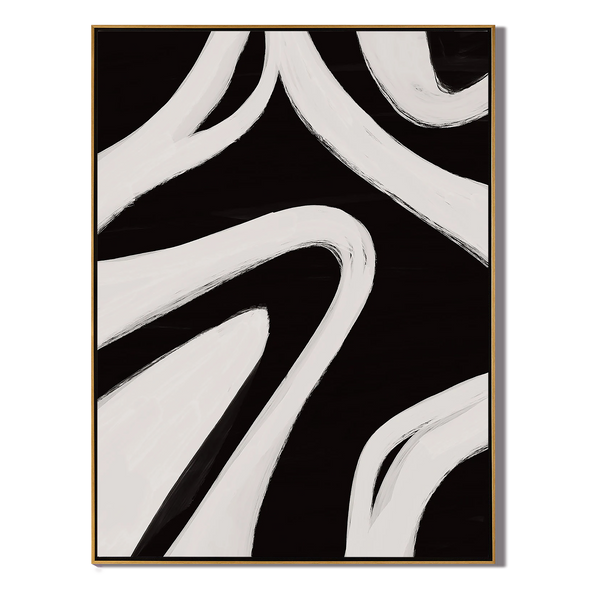 Zebra Flow – Bold Texture Fluid Oil Minimalist Painting | Modern Minimalist Bedroom & Home Office Art