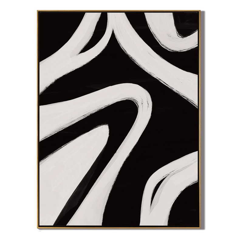 Zebra Flow – Bold Texture Fluid Oil Minimalist Painting | Modern Minimalist Bedroom & Home Office Art
