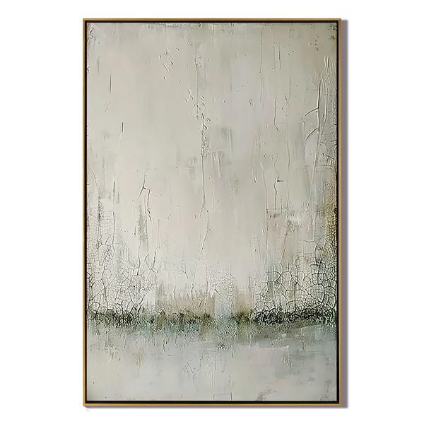 Creamy Silence – Hand-Painted Minimalist Beige Distressed Plaster Effect Wabi-Sabi Painting | Japandi Organic Wabi-Sabi Living Room & Hallway Art