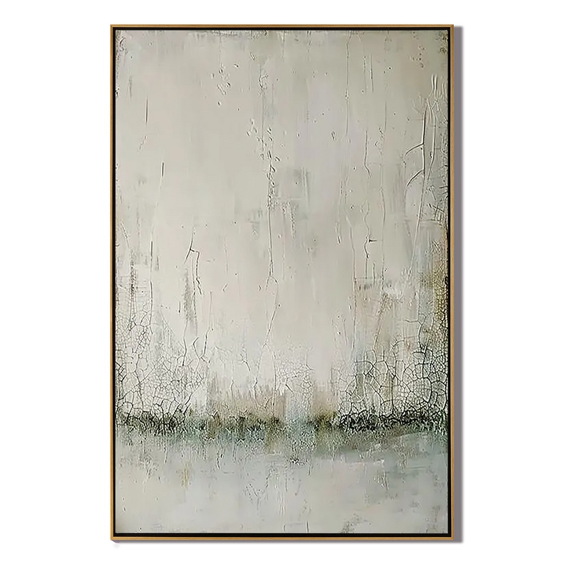 Creamy Silence – Hand-Painted Minimalist Beige Distressed Plaster Effect Wabi-Sabi Painting | Japandi Organic Wabi-Sabi Living Room & Hallway Art