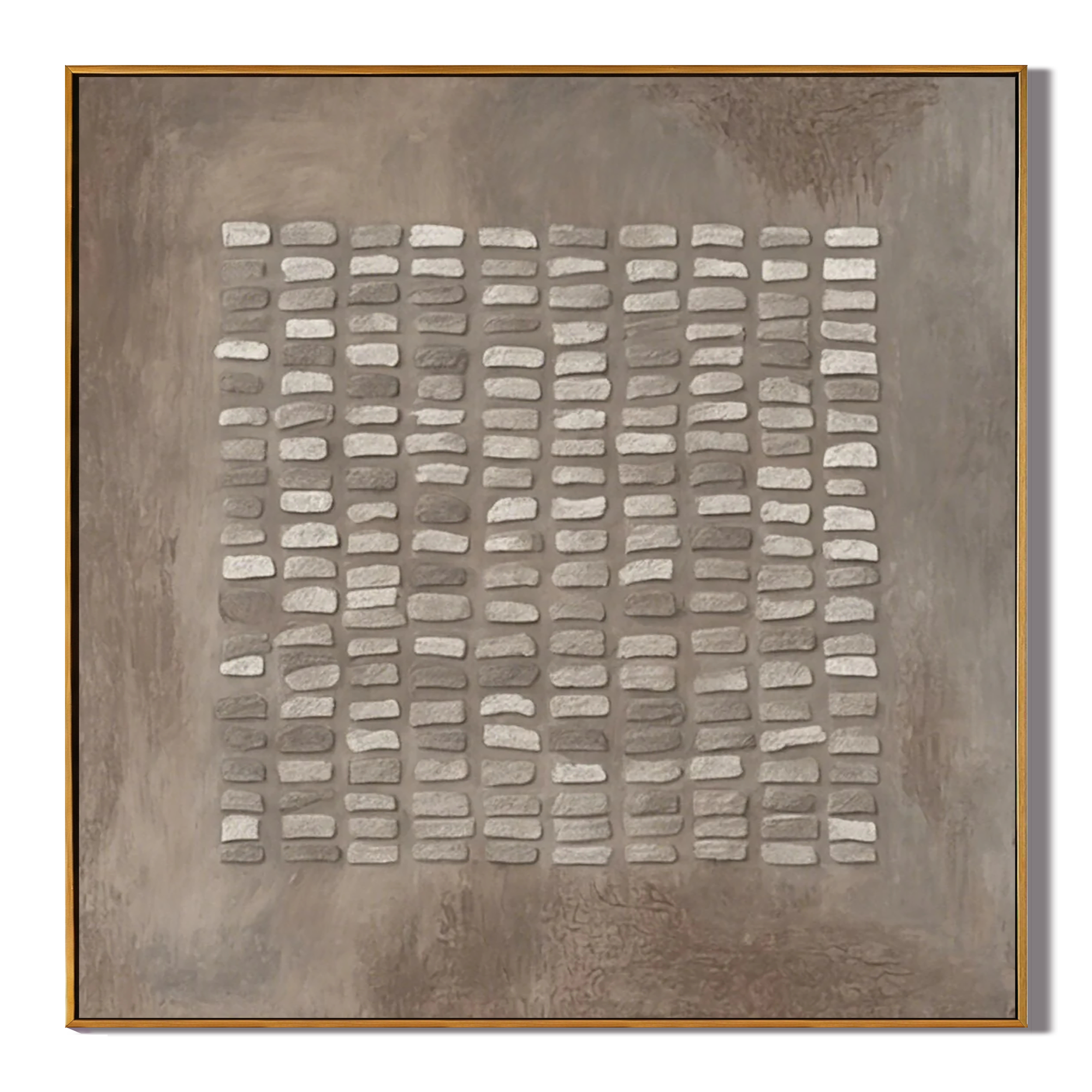 ZEN LATTICE: Modern Square 3D Heavy Texture Wabi-Sabi Wall Art, Plaster Grid Relief Abstract