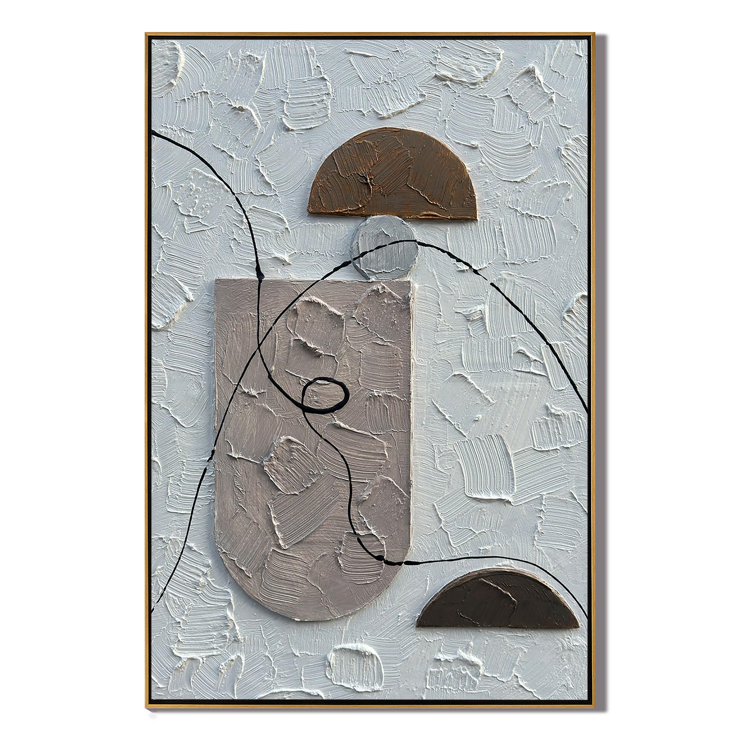 ZEN BALANCE: Modern Abstract Minimalist Wall Art, 3D Heavy Texture Plaster Relief Painting
