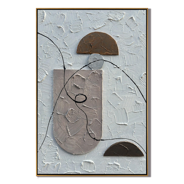 Zen Balance – 3D Heavy Texture Plaster Relief Minimalist Painting | Modern Minimalist Bedroom & Home Office Art