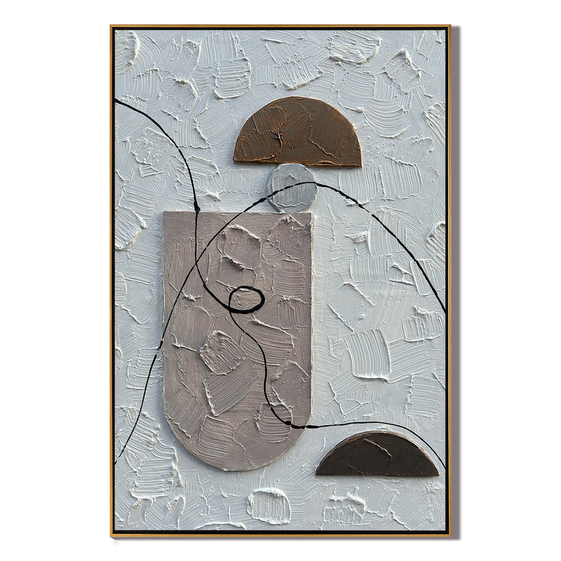 Zen Balance – 3D Heavy Texture Plaster Relief Minimalist Painting | Modern Minimalist Bedroom & Home Office Art