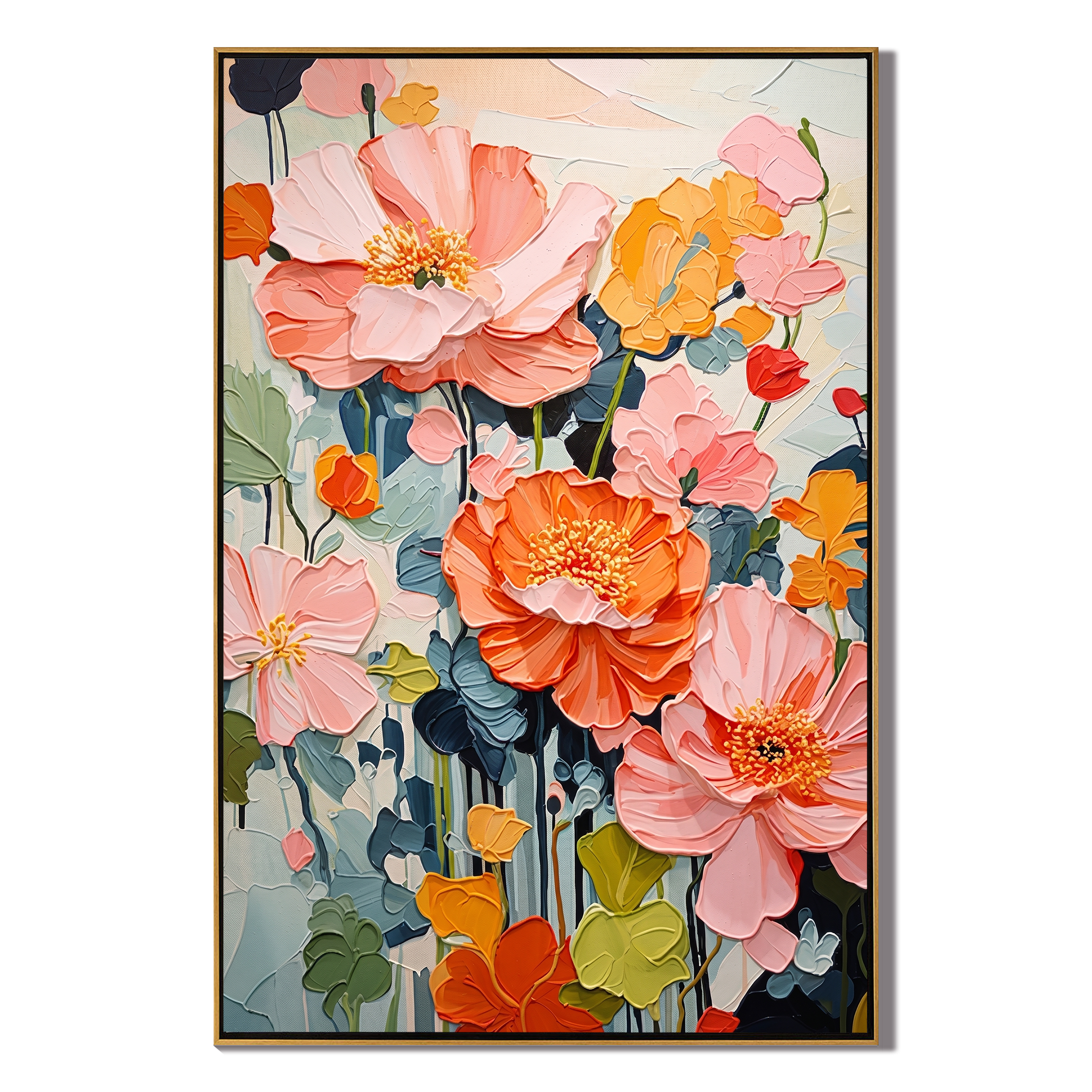 Floral Poetry – Modern Impasto Flower Oil Painting | Textured Peony Bedroom Art