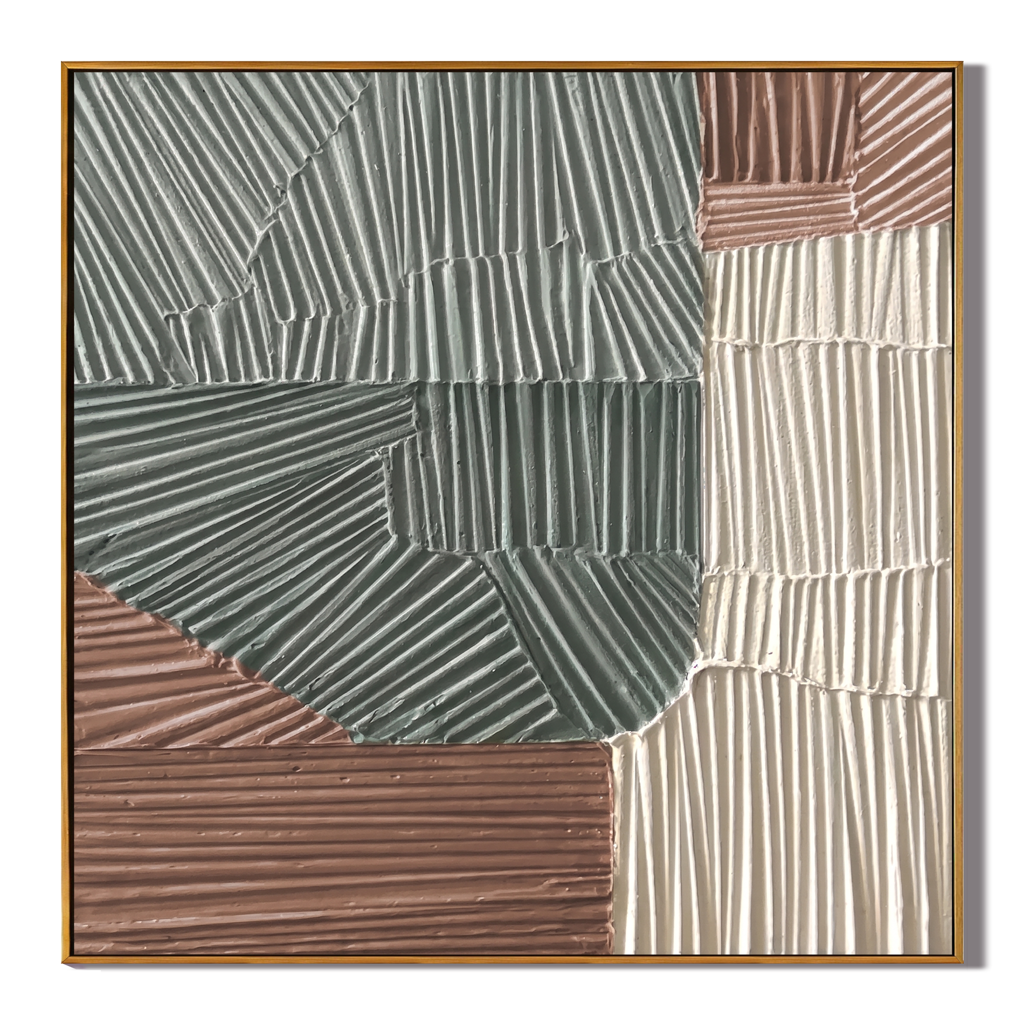 Zen Pathways - Wabi-Sabi Earth Tone Plaster Line Texture Canvas | Minimalist Living Room Art