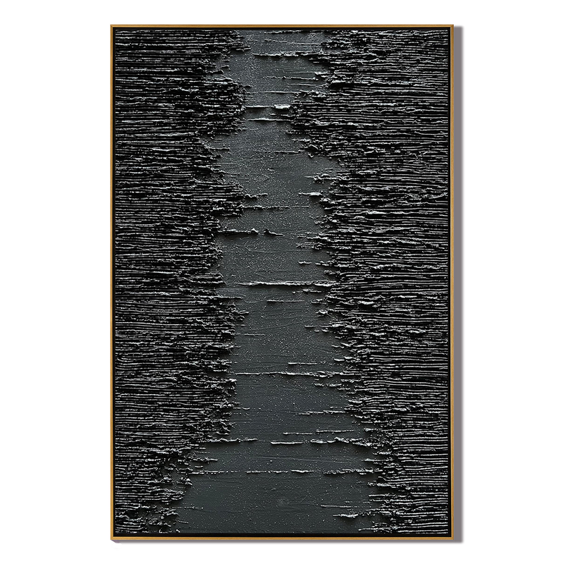 Midnight Ridge – Rugged Plaster Relief Abstract Painting | Modern Abstract Living Room & Office Art