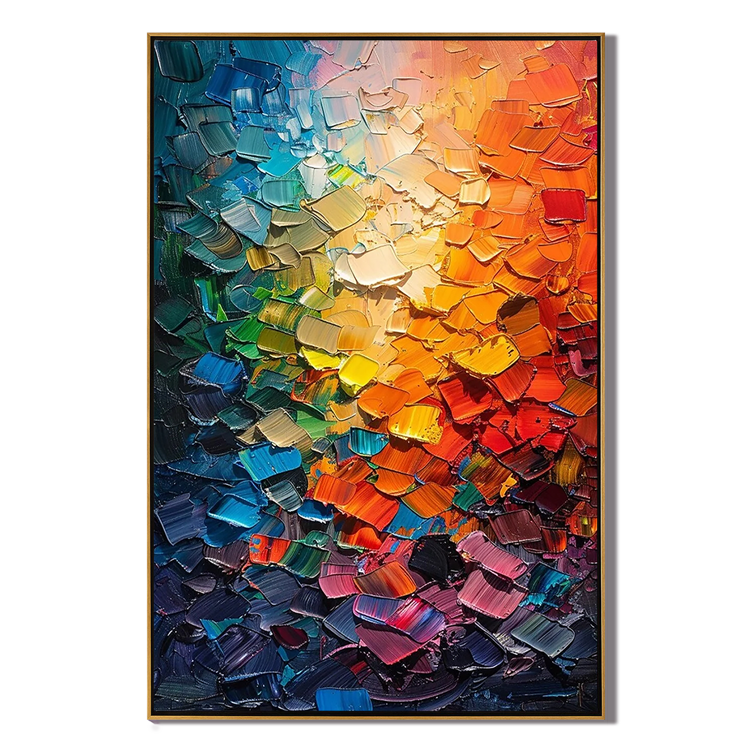 PRISM SPECTRUM: Abstract Wall Art, Hand-Painted Multicolored Rainbow Palette Knife 3D Heavy Texture Canvas Painting
