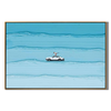 Surf Rider – Hand-Painted Creative White Car on Blue Ocean Wave Palette Knife Sport Painting | Coastal Modern Living Room & Bedroom Art
