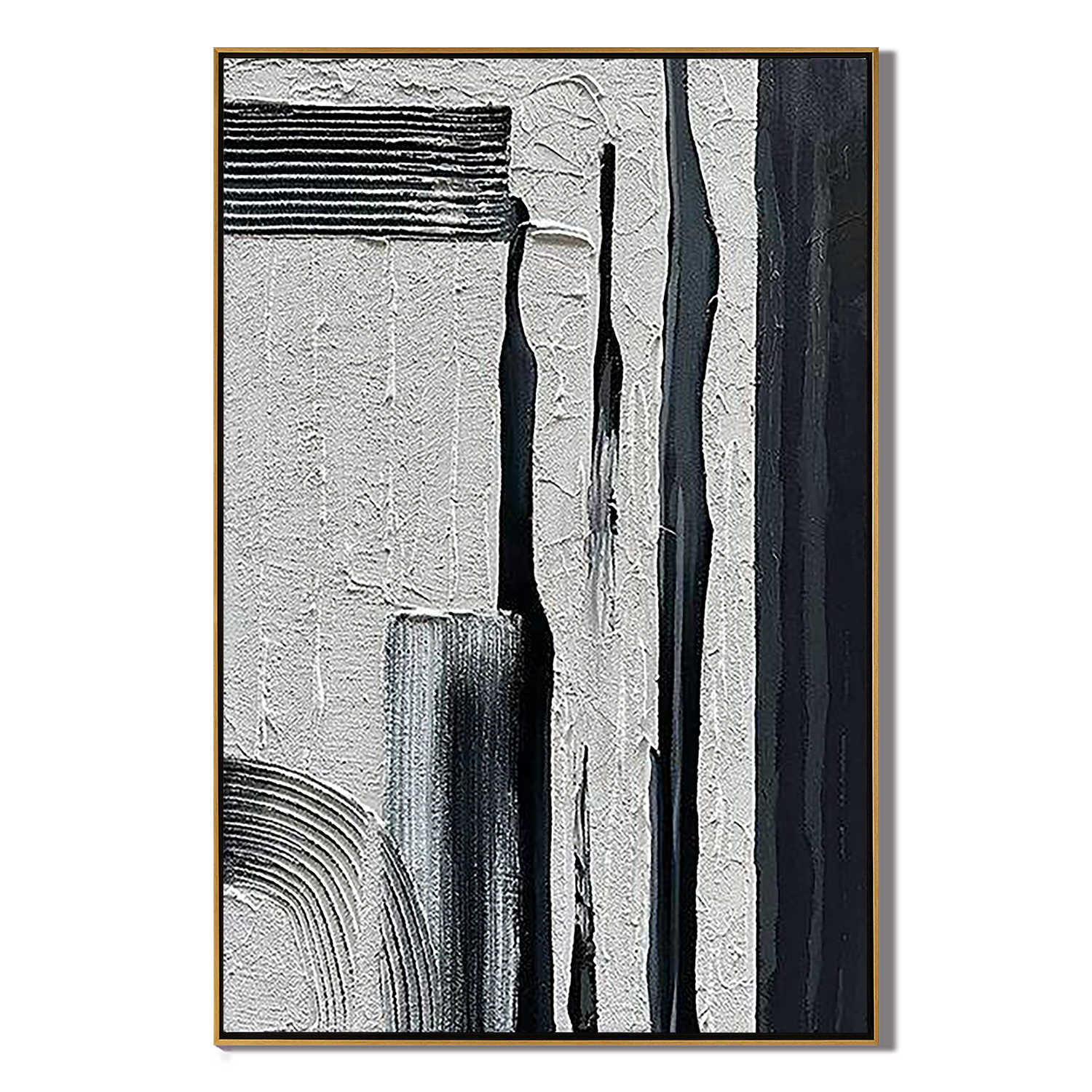 URBAN NOIR- Heavy Texture Industrial Abstract Painting | Wabi-sabi Plaster Style Hallway Decor Art