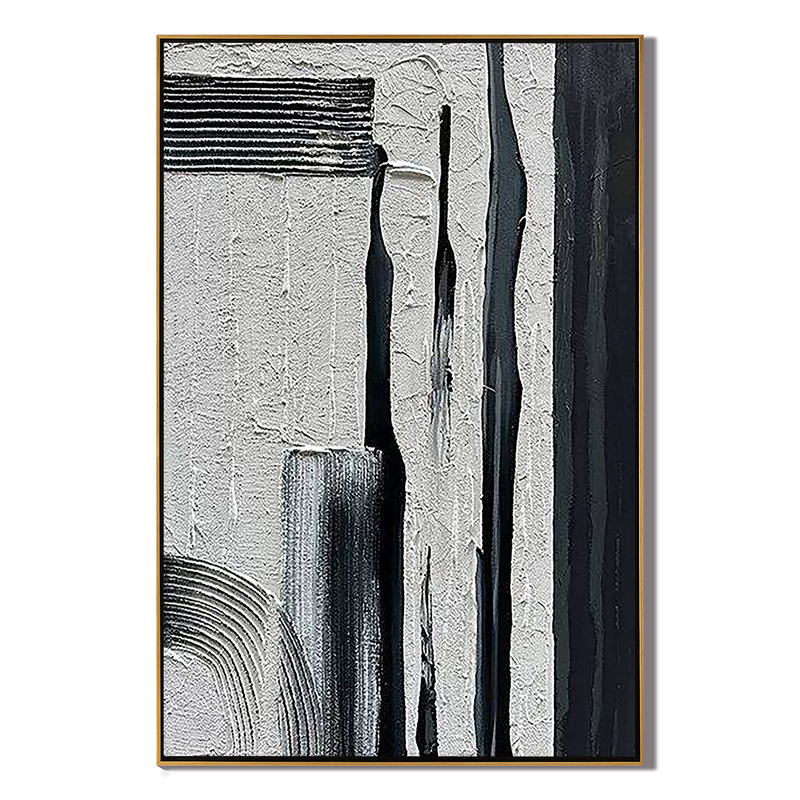 Urban Noir – Heavy Texture Industrial Abstract Painting | Wabi-sabi Plaster Style Hallway Decor Art