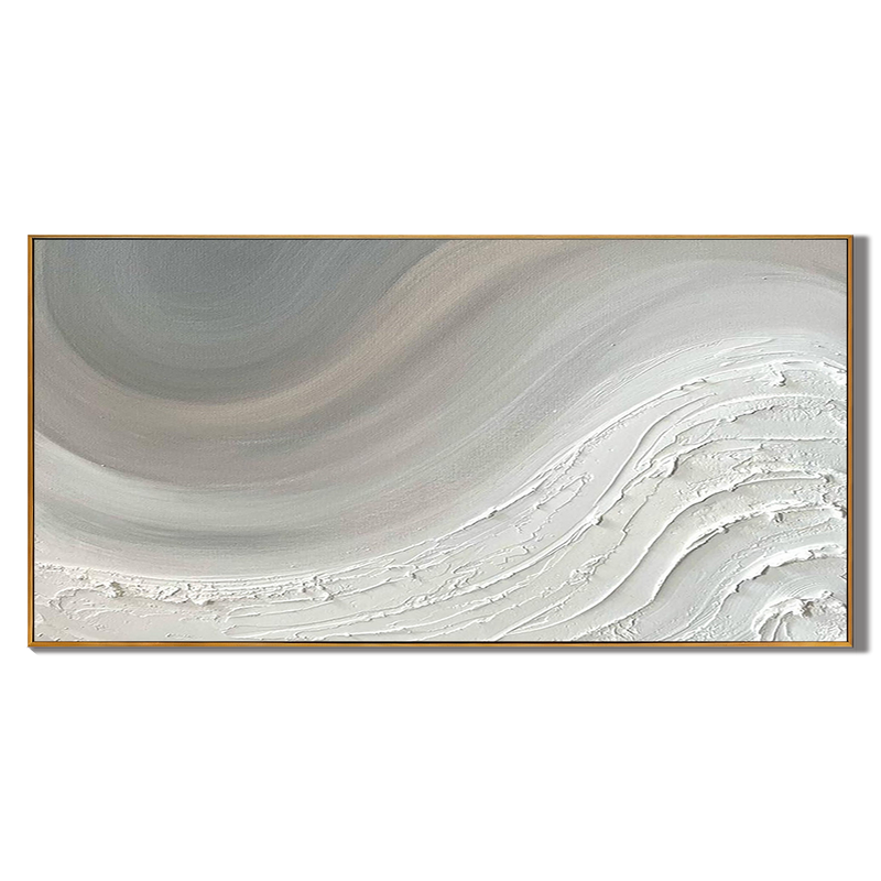 Ethereal Flux – Wabi-Sabi Gray & White Textured Abstract Art | Modern Minimalist Sofa Backdrop Art